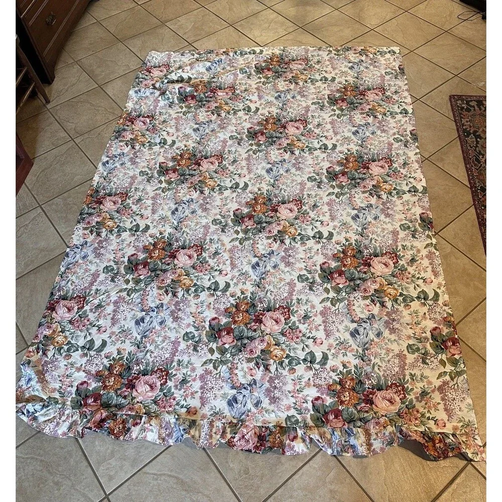 2 VTG Ralph Lauren Allison Floral Twin Flat Sheets Modified for Curtains Fabric